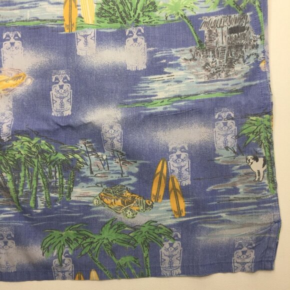 Big Dogs Hawaiian Shirt Palm Trees Tiki Islands Surfboards Huts Extra Large XL - Picture 3 of 9